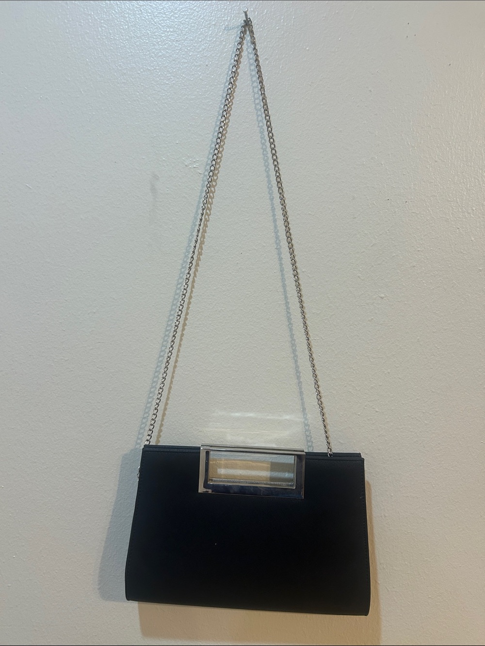 Black Chain-Handle Evening Shoulder Bag